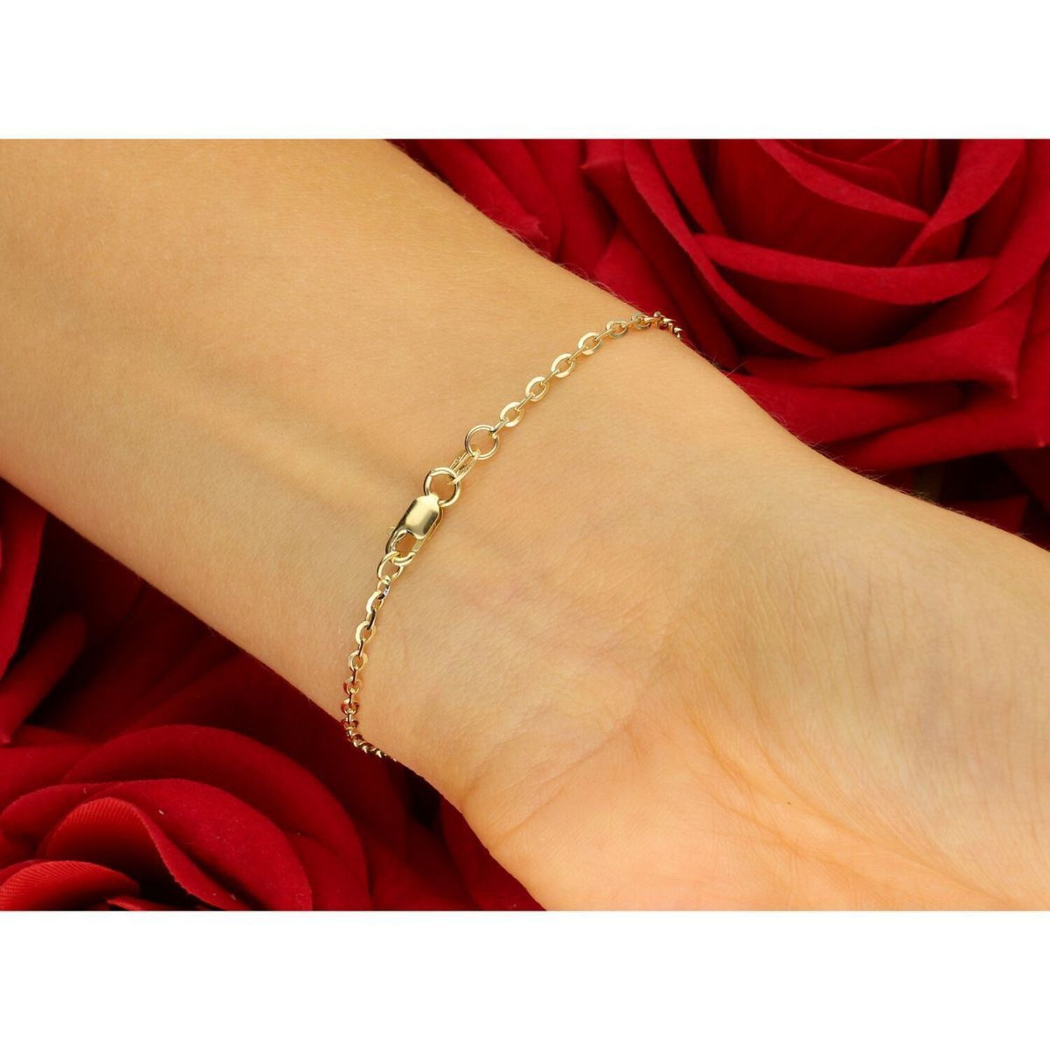 Elegancka złota bransoletka damska próby 585 w splocie ankier, szerokość 1,8 mm. Długość 18 cm, waga 1,62 g. Idealna do codziennych i eleganckich stylizacji.1.jpg